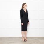 Donna Karan Black Paneled L/S Mid Length Dress