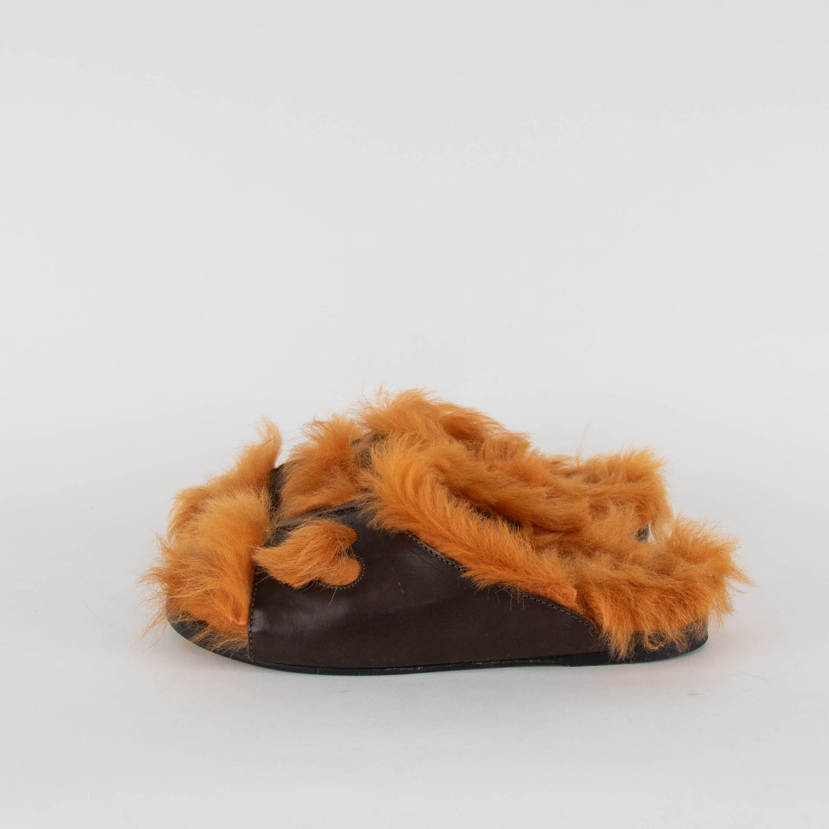 Anya Hindmarch Brown and Orange Fluffy Slides