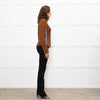 Veronica Beard Brown Cable Knit Polo Neck with Stripe Sides