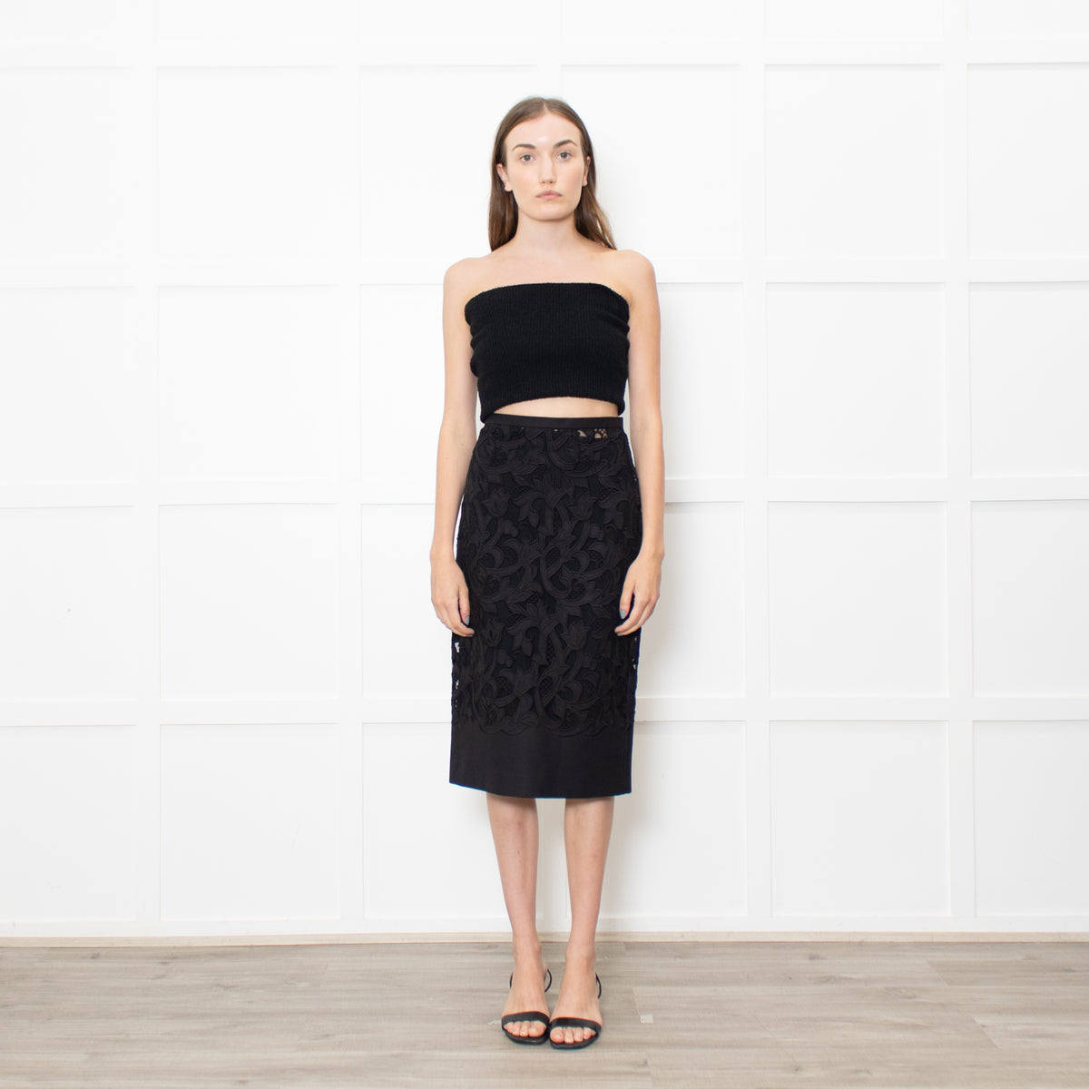 Burberry Black Lace Pencil Skirt