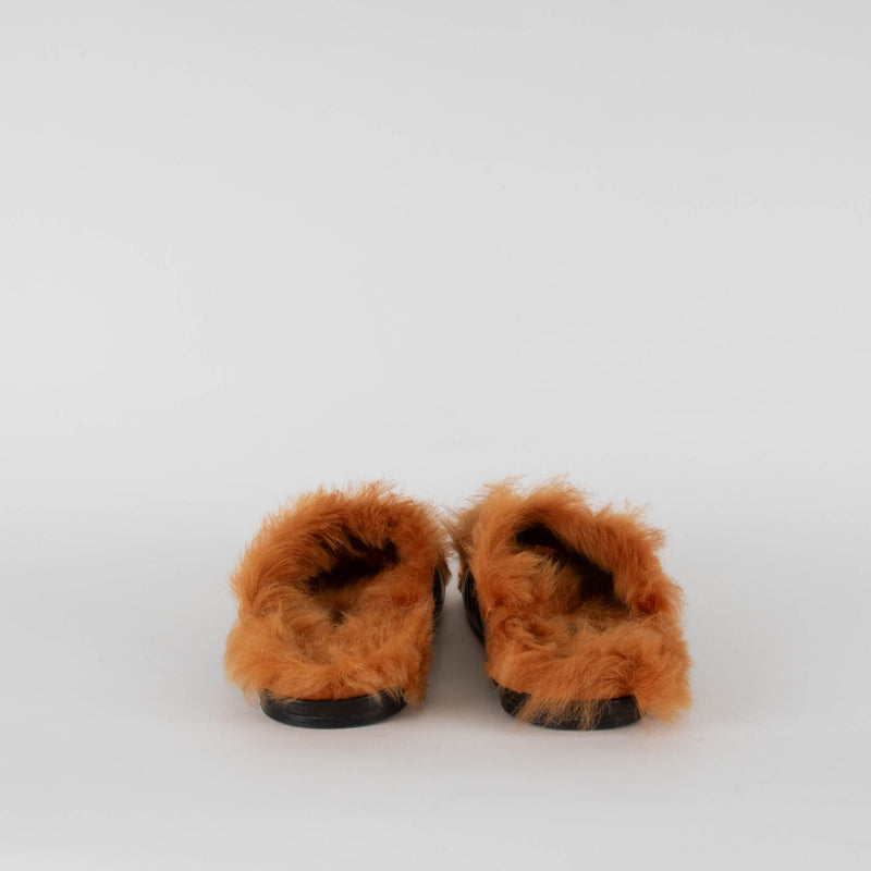 Anya Hindmarch Brown and Orange Fluffy Slides