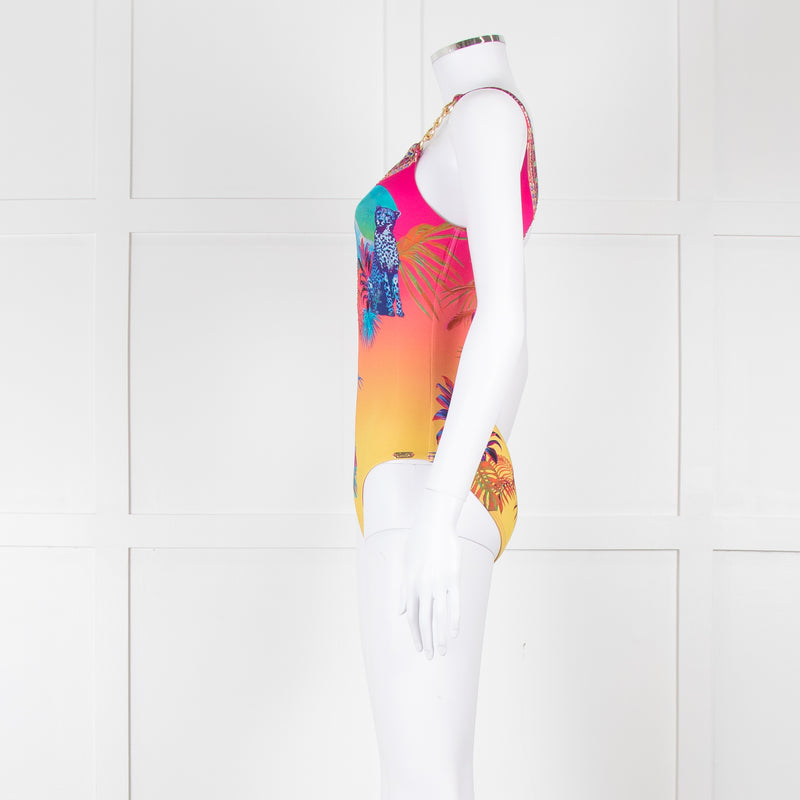 Camilla Pink Blue Diamante One Shoulder Swimming Suit