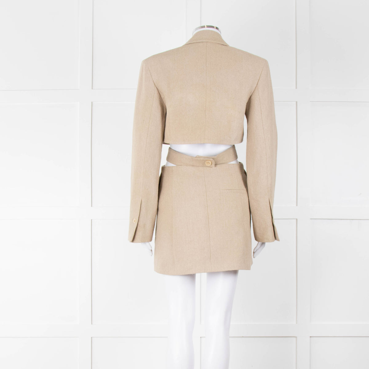 Jacquemus The Bari Beige Linen Cut Out Blazer Dress