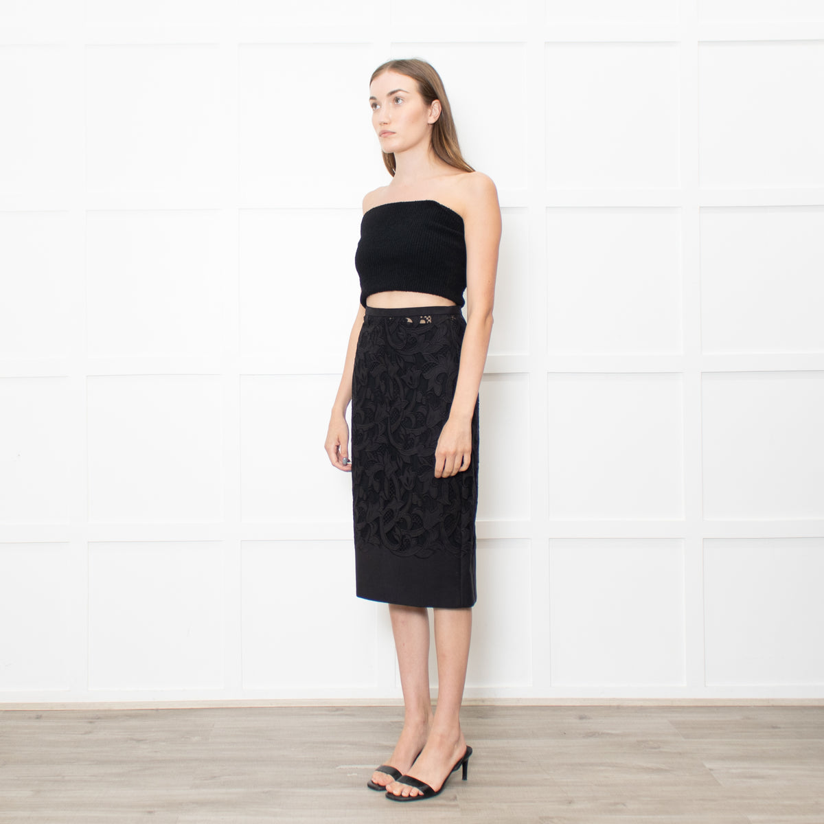 Burberry Black Lace Pencil Skirt
