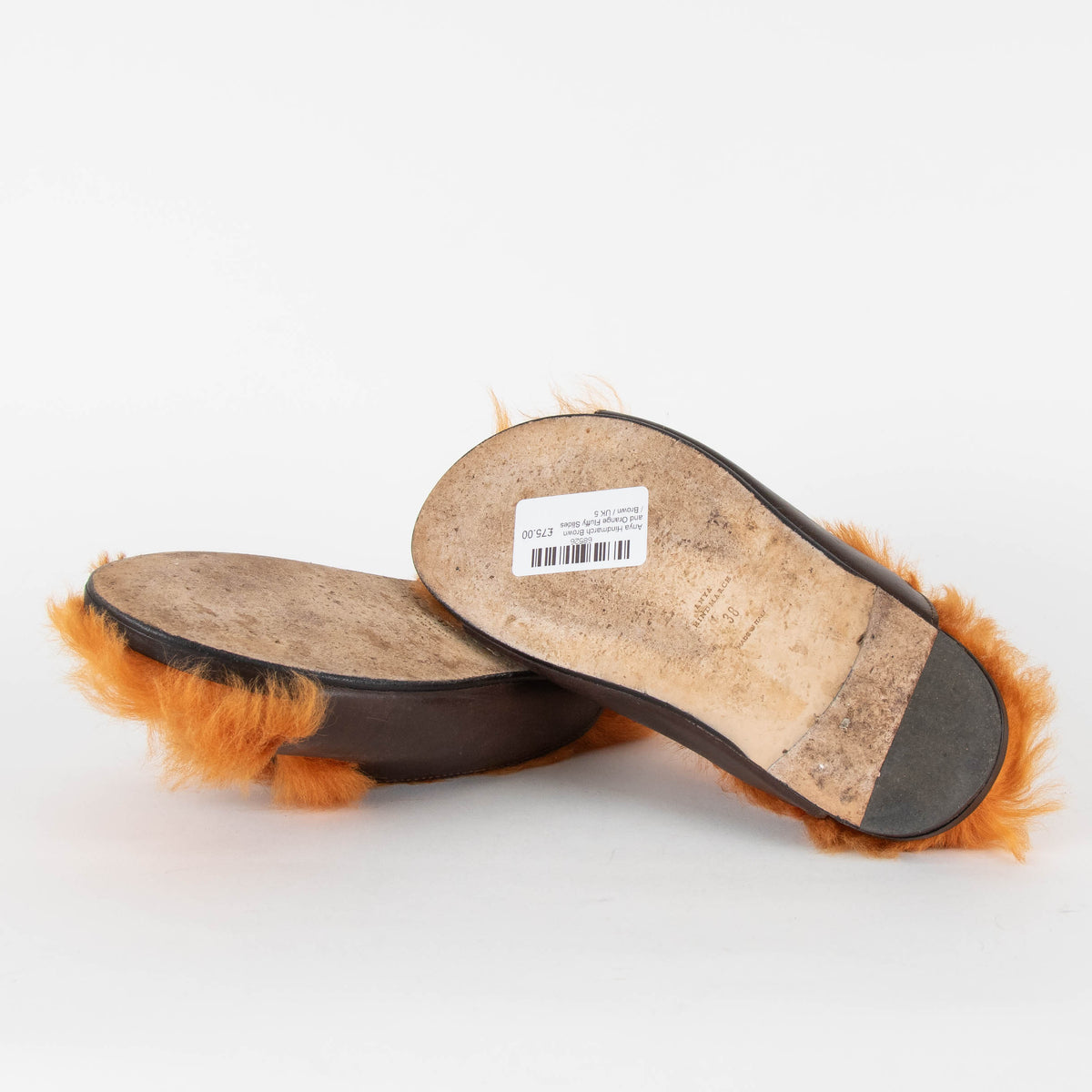 Anya Hindmarch Brown and Orange Fluffy Slides