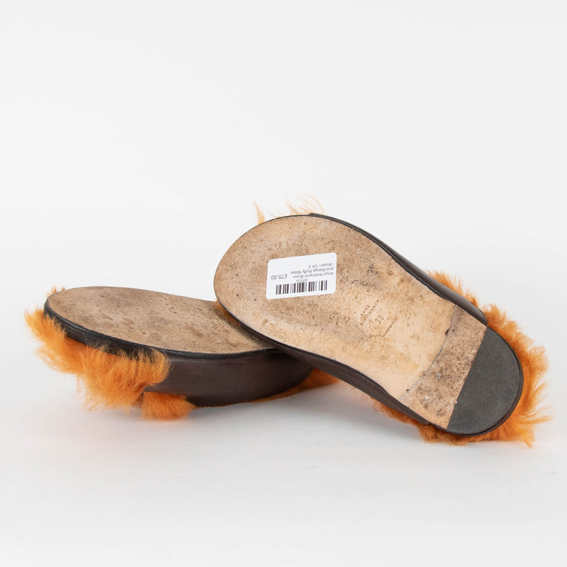 Anya Hindmarch Brown and Orange Fluffy Slides