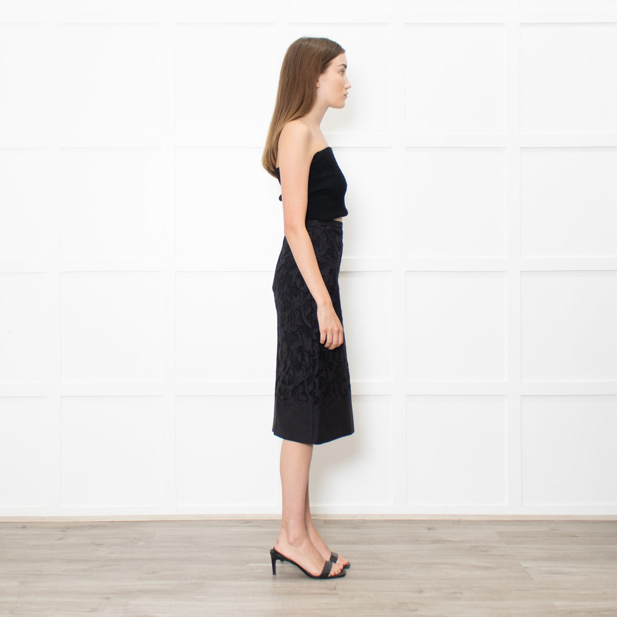 Burberry Black Lace Pencil Skirt