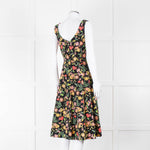 Kate Spade Black Fit and Flare Dress with Pink, Orange and Red Flowers