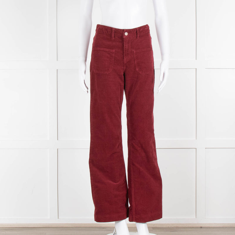 Vanessa Bruno Burgundy Corduroy Wide Leg Trousers