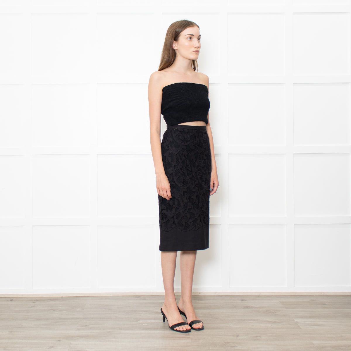 Burberry Black Lace Pencil Skirt