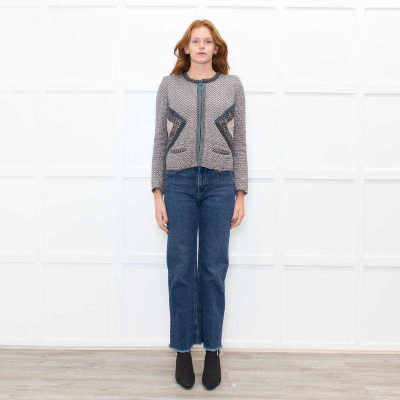 Isabel Marant Grey Metallic Zig Zag Short Jacket