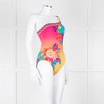 Camilla Pink Blue Diamante One Shoulder Swimming Suit