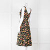 Kate Spade Black Fit and Flare Dress with Pink, Orange and Red Flowers