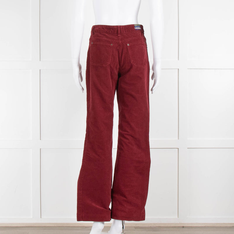 Vanessa Bruno Burgundy Corduroy Wide Leg Trousers