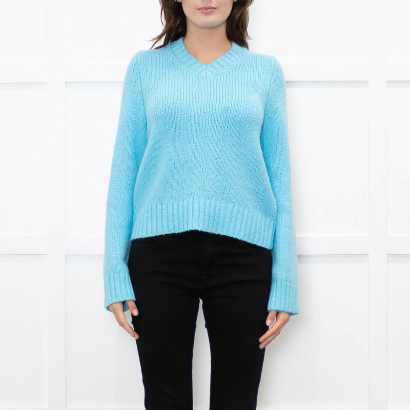 Hush Turquoise Chunky Knit V Neck Jumper