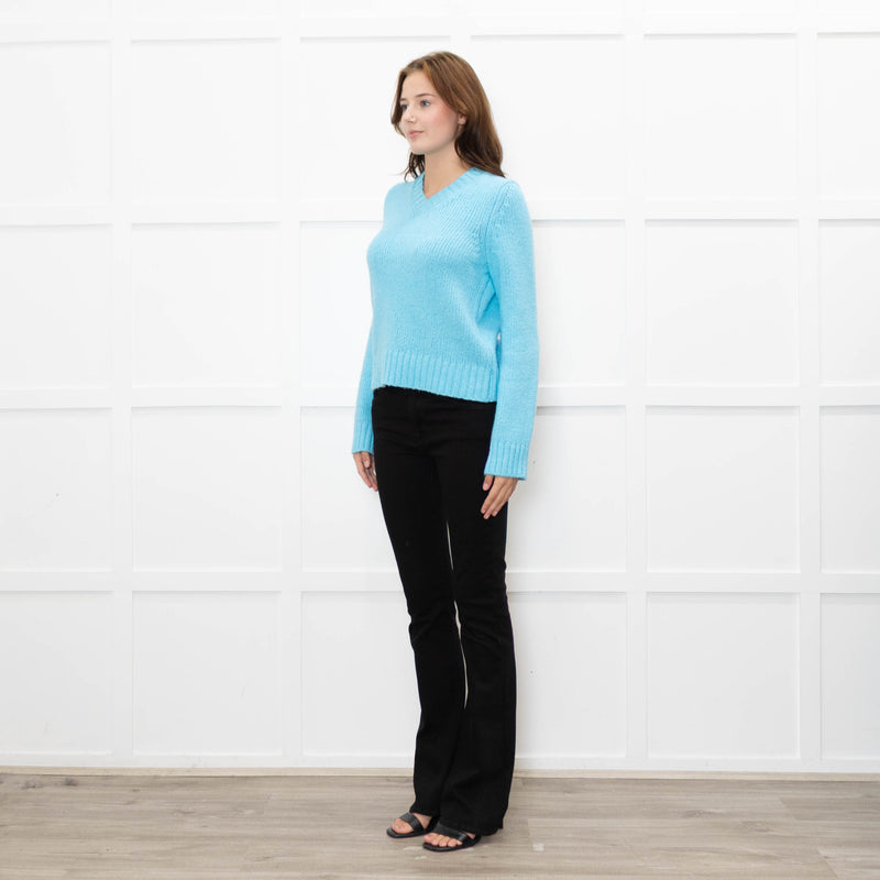 Hush Turquoise Chunky Knit V Neck Jumper