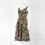 Kate Spade Black Fit and Flare Dress with Pink, Orange and Red Flowers