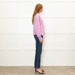 Repeat Lilac Cable Knit Cashmere Jumper with Puff Sleeves