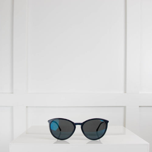 Chanel Navy Blue Round Sunglasses