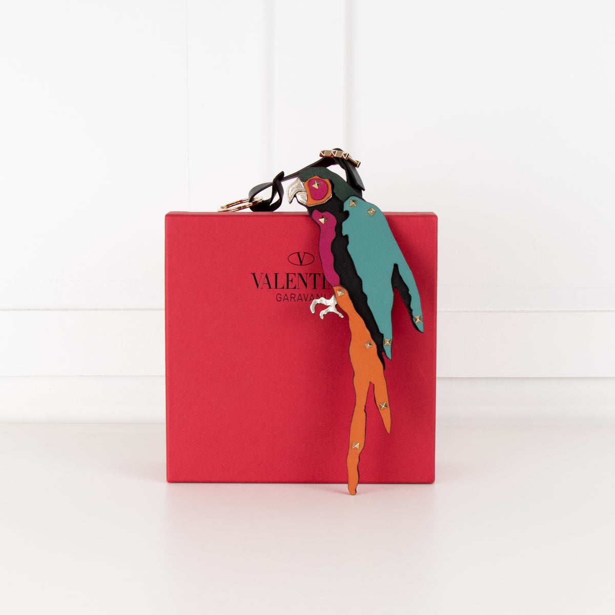 Valentino Garavani Multicolour Leather Rockstud Parrot Bag Charm
