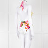 Camilla White Pink Green Floral Plunge Neck Swimsuit