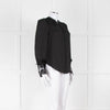 L'Agence Black Collarless Blouse with Lace Cuffs