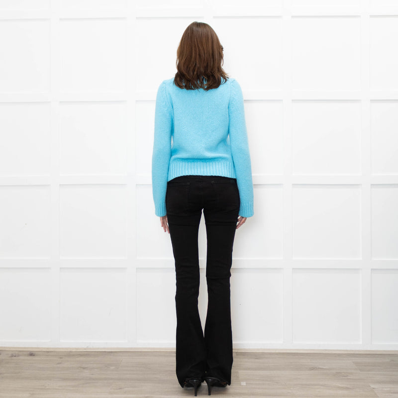 Hush Turquoise Chunky Knit V Neck Jumper