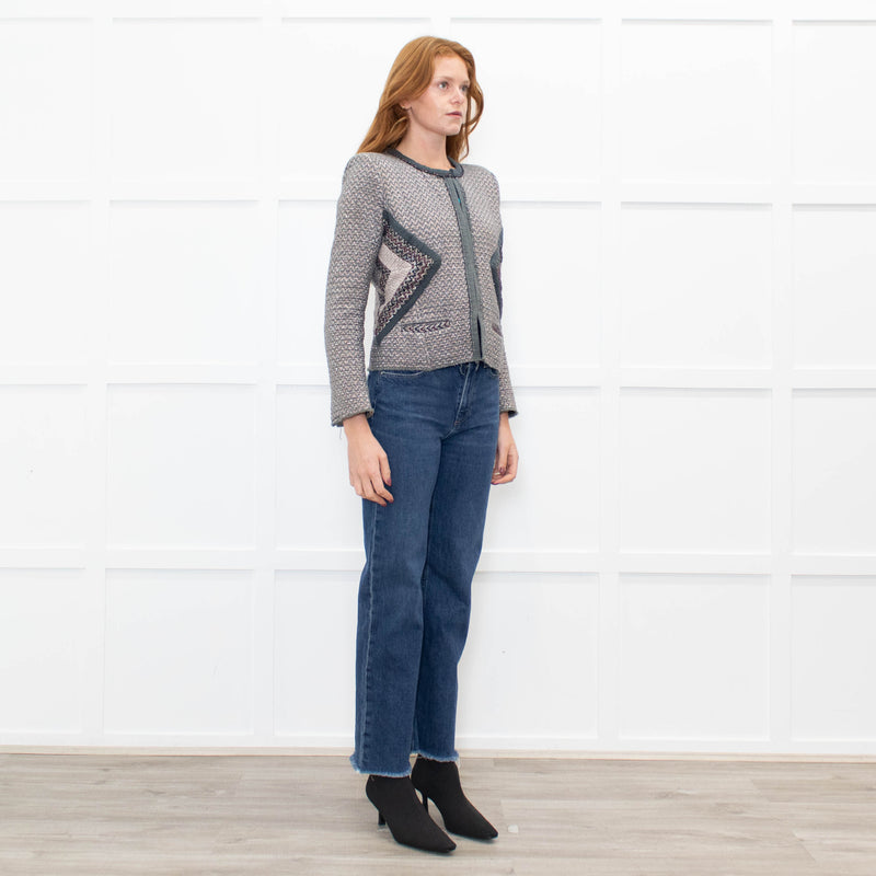Isabel Marant Grey Metallic Zig Zag Short Jacket