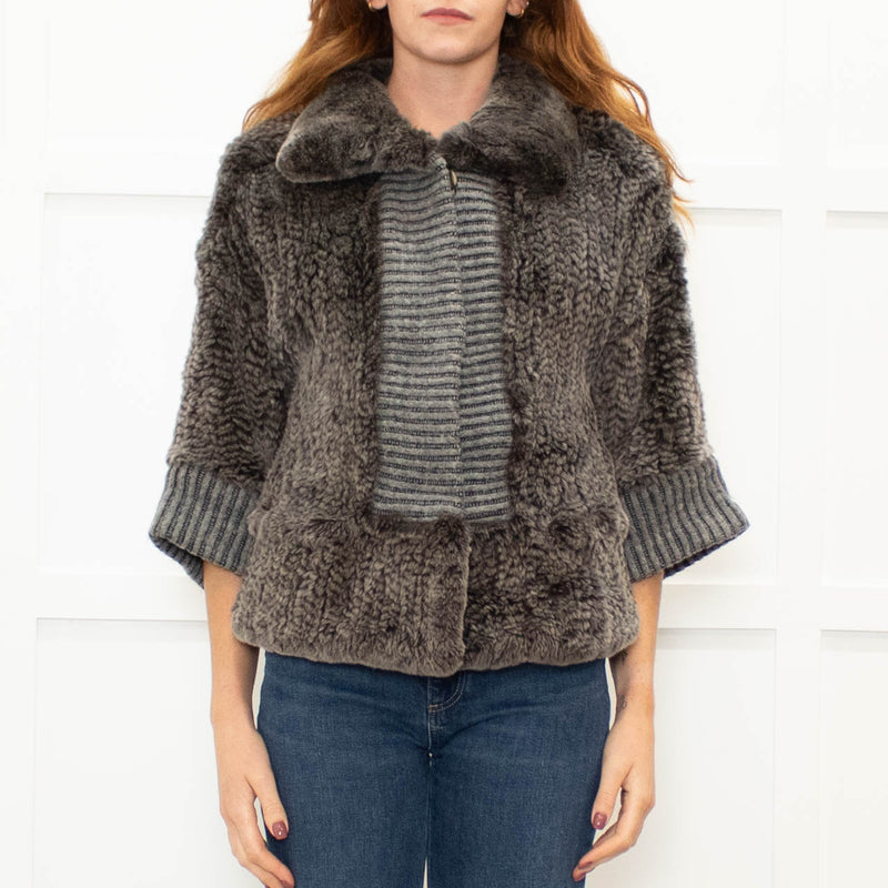 Hockley Grey Rabbit Fur + Knitted Jacket