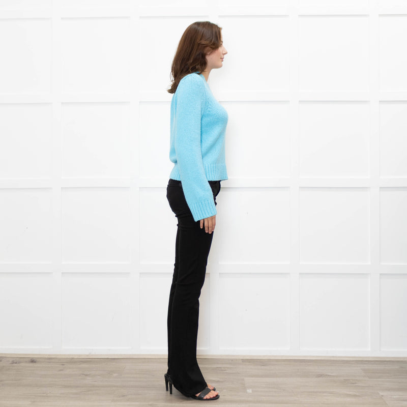 Hush Turquoise Chunky Knit V Neck Jumper
