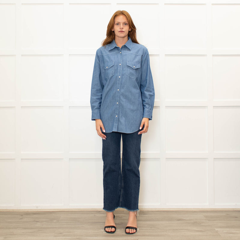 Loro Piana Blue Cotton Chambray Shirt