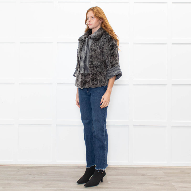 Hockley Grey Rabbit Fur + Knitted Jacket