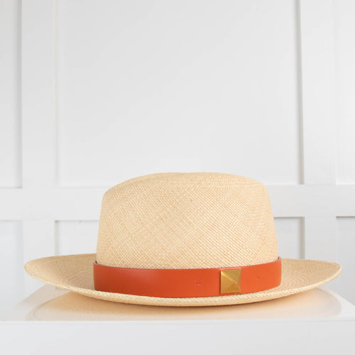 Valentino Garavani Roman Stud Straw Fedora