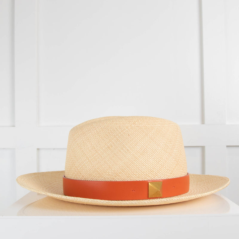 Valentino Garavani Roman Stud Straw Fedora