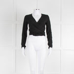 Me + Em Black Jersey Ballerina Top