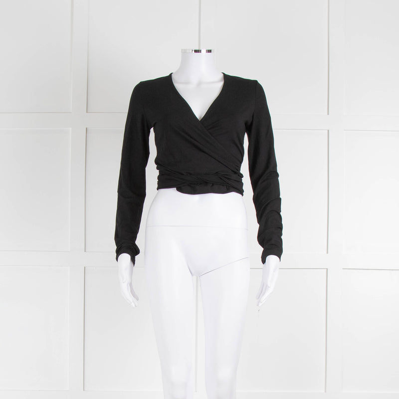 Me + Em Black Jersey Ballerina Top