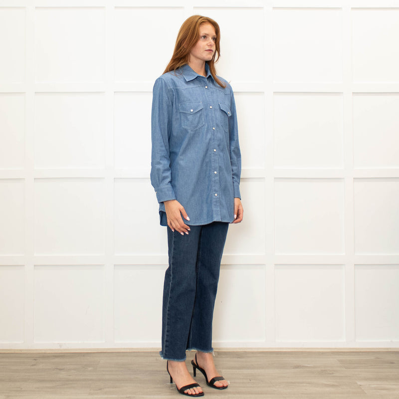 Loro Piana Blue Cotton Chambray Shirt