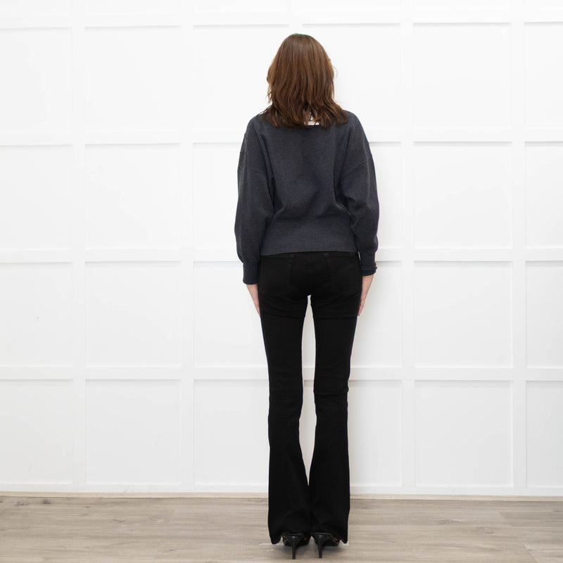 Brunello Cucinelli Grey Cashmere Cropped Cardigan With Sequin Argyle