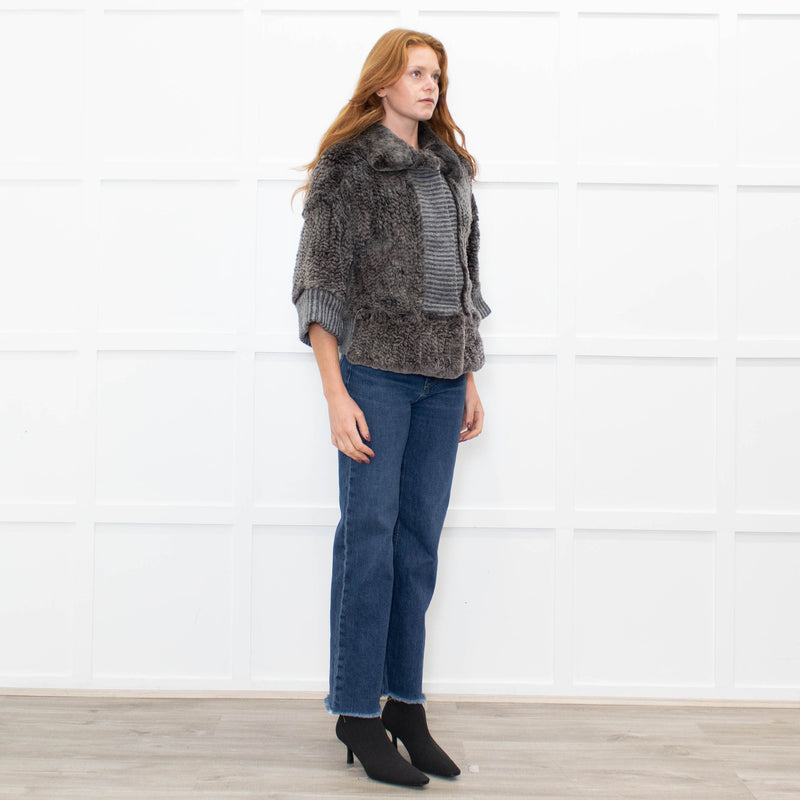 Hockley Grey Rabbit Fur + Knitted Jacket