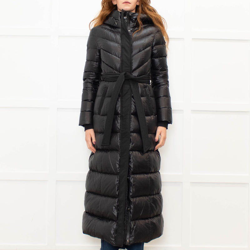 Mackage Black Quilted Belted Long Coat