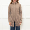 Brunello Cucinelli Brown Cashmere Long Zip Front Cardigan With Belt
