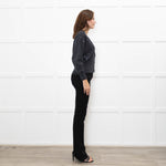 Brunello Cucinelli Grey Cashmere Cropped Cardigan With Sequin Argyle