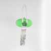 Rodo Neon Green Flower Detail Oval Silver Fringe Mini Bag