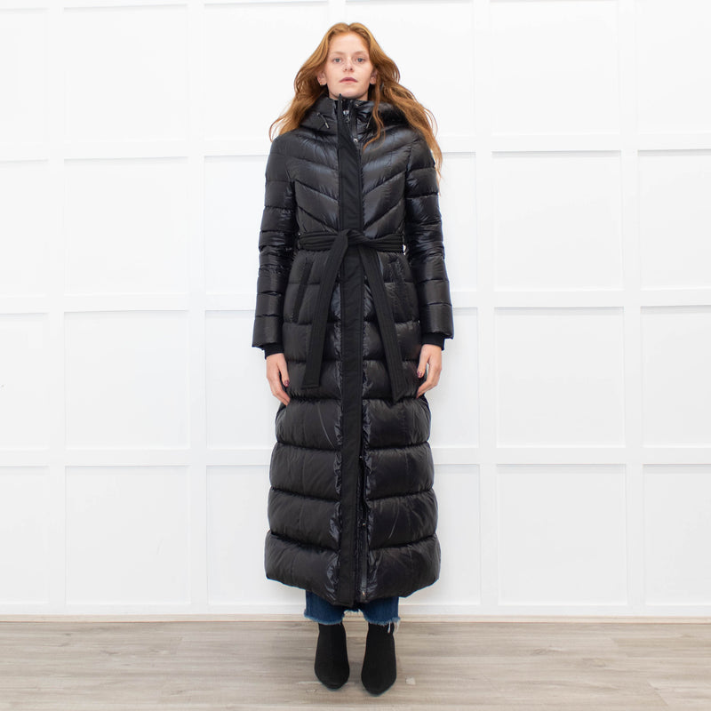 Mackage Black Quilted Belted Long Coat