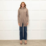 Brunello Cucinelli Brown Cashmere Long Zip Front Cardigan With Belt
