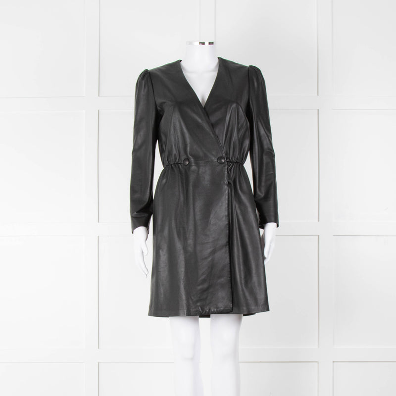 Emporio Armani Black Leather Long Sleeve Dress