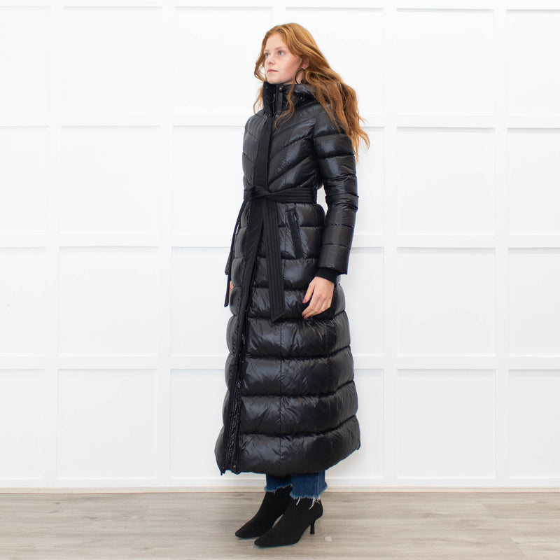Mackage Black Quilted Belted Long Coat