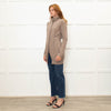 Brunello Cucinelli Brown Cashmere Long Zip Front Cardigan With Belt
