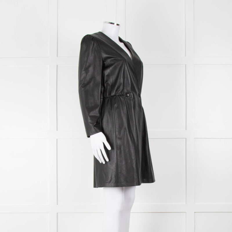 Emporio Armani Black Leather Long Sleeve Dress