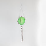 Rodo Neon Green Flower Detail Oval Silver Fringe Mini Bag